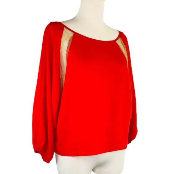 MM Couture Chiffon Shirt by Miss Me Lace Boho HippieTop Dolman Sleeves Sz M NWOT - Picture 9 of 12